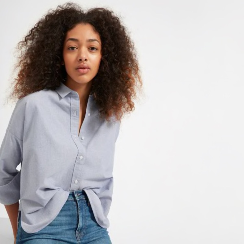 Everlane Japanese Oxford Square Shirt — light blue